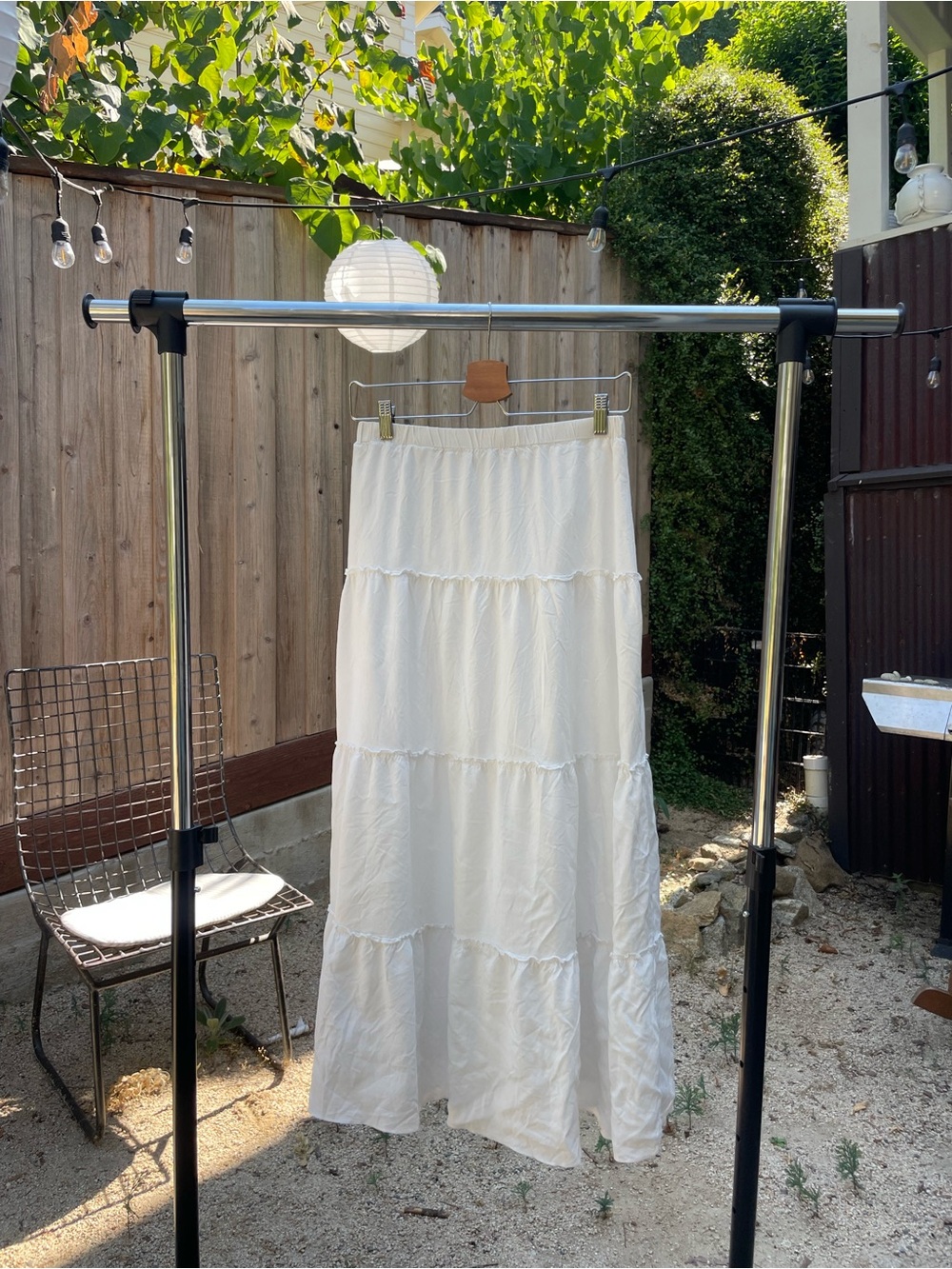 Brandy Melville White Tiered Maxi Skirt